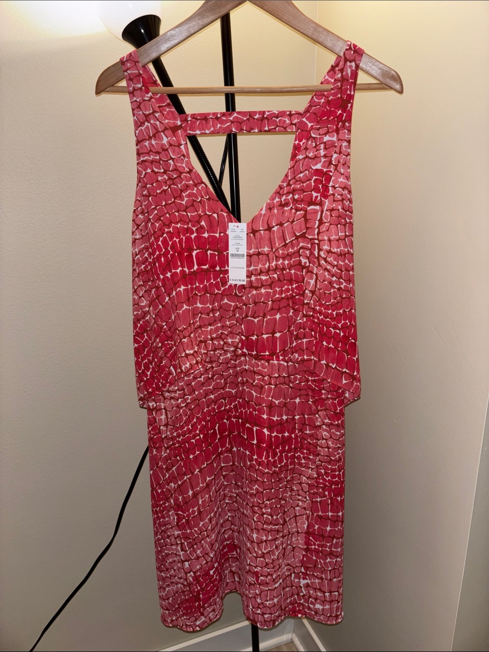 White House Black Market Pink Patterned Dress Size Medium